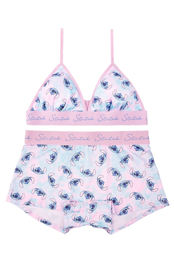 Stitch Woman's and Juniors Triangle Bra & Boyshort Underwear set, 2-Pack, Size S-XL