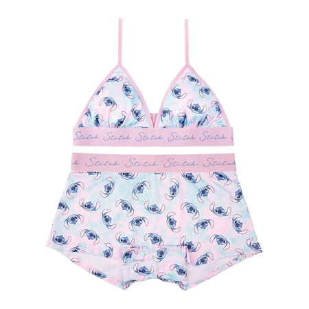 Stitch Woman's and Juniors Triangle Bra & Boyshort Underwear set, 2-Pack, Size S-XL