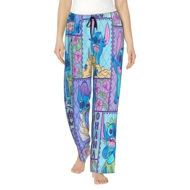 Stitch Women Pajama Pants With Pockets Stretch Pajama Bottoms Drawstring Christmas Pj Pants Sleepwear Casual Cozy Lounge Pants X-Large