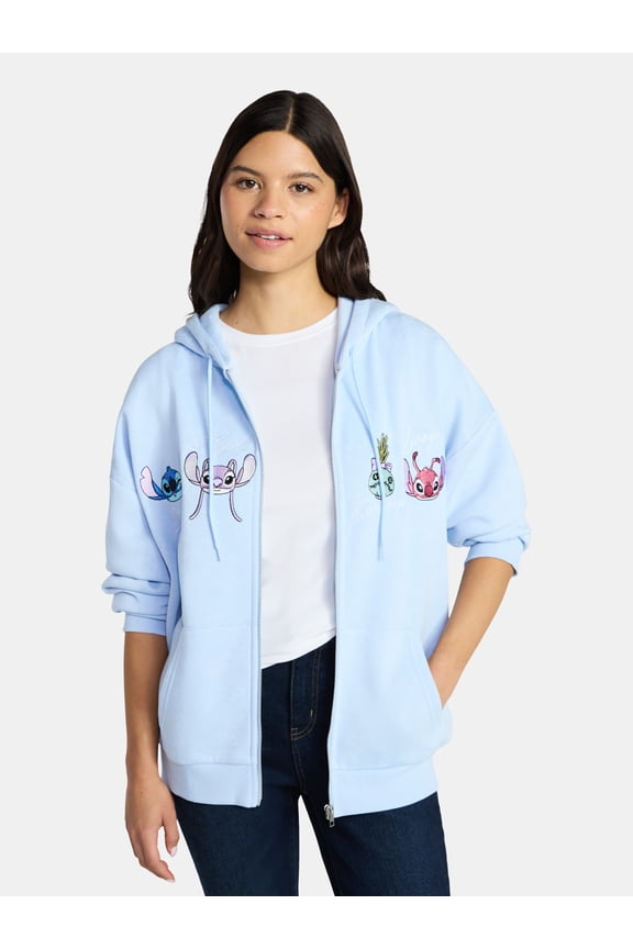 Disney Stitch Women's Graphic Zip-Up Hoodie Sweatshirt, Sizes XXS-XXL