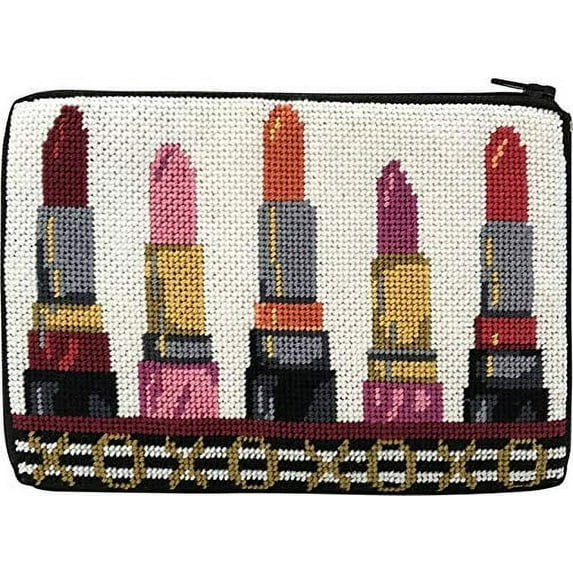 Stitch & Zip Needlepoint Cosmetic Purse Kit- XOXO Lipsticks