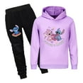 Stitch And Angel Heart Hoodie And Jogger Pants Set For Kids - Romantic 