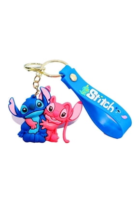 Stitch  and Angel Hugging Characters Silicone 3D Charm Keychain Keyring