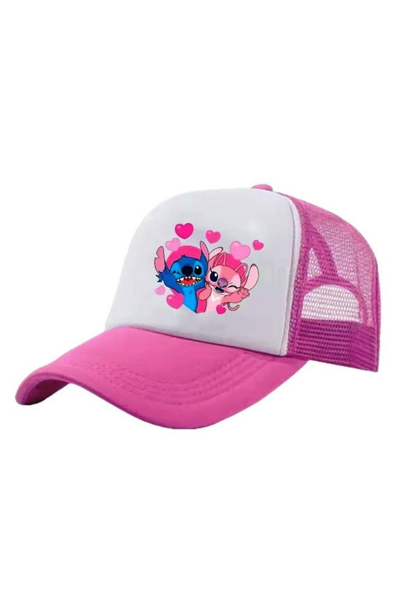 Stitch and Angel Pink Adjustable Baseball Mesh Cap Hat