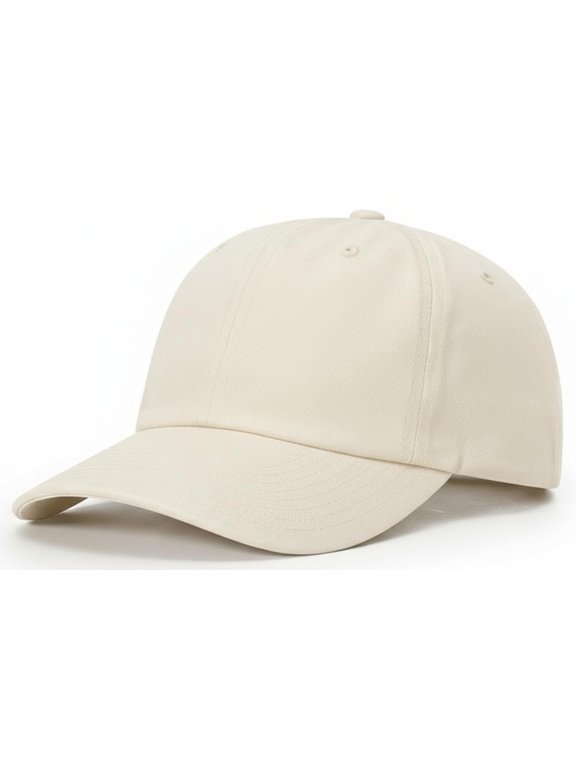 Men Women Adjustable Cap Deep Crown Athletic Hat, All Cotton Dad Hat, Outdoor Casual Headwear (US, Alpha, One Size, Off White Ivory)