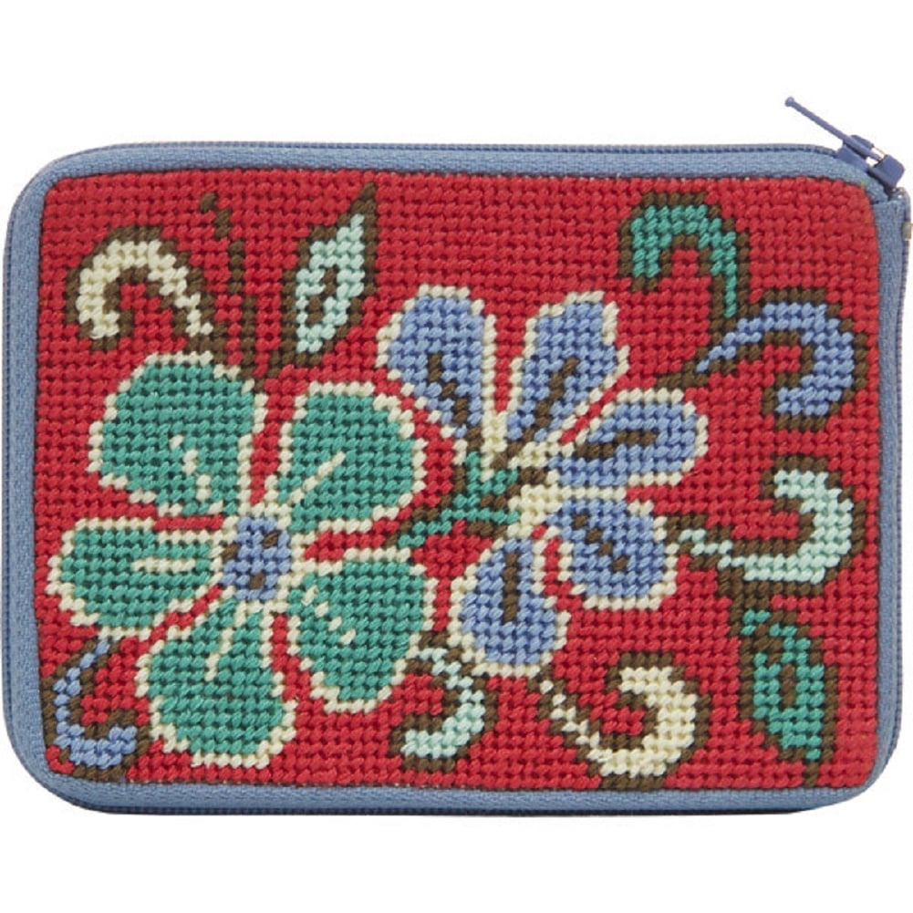 Stitch and Zip Coin/Credit Card Case Needlepoint Kit-Red Asian