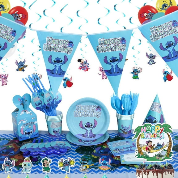 Stitch birthday party supplies - Stitch party decorations include Stitch balloons, Stitch banners, cupcake decorations, Stitch Hanging etc. for kids