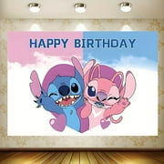 Stitch's Happy Birthday Background Banner - Vibrant tropical floral design, perfect for birthdays, anniversaries, weddings, graduation ceremonies and parties, as well as garden decorations