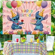Stitch's Happy Birthday background, birthday parties, graduation ceremonies, Christmas, Halloween and more - indoor/outdoor holiday decorations, for both indoor and outdoor use