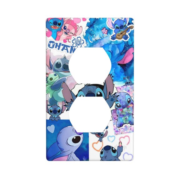 This Stitch-themed decorative switch panel is crafted from PC material; it is an elegant, luxurious wall-mounted electrical panel suitable for high-end home décor, ideal for living rooms and bedrooms