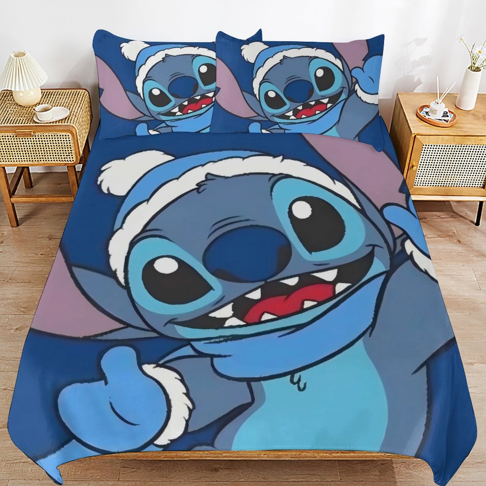 StitchCartoon Anime 3 Piece Bed Soft Quilt Set 1 Duvet Cover And 2