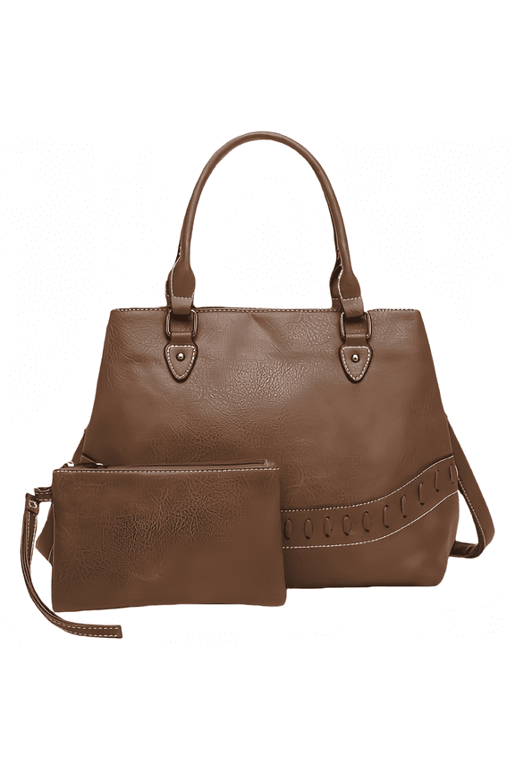 Stitched Brown Leather Handbag – Hand/Crossbody