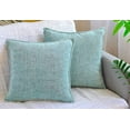 thumbnail image 1 of Stitched Edge Modern Textured Pillow Covers Set of 2 (26 x 26 inch Light Turquoise) / Extra Large Soft Farmhouse Cushion Covers / Big Square Pillow Cases / Decorative Euro Shams, 1 of 3