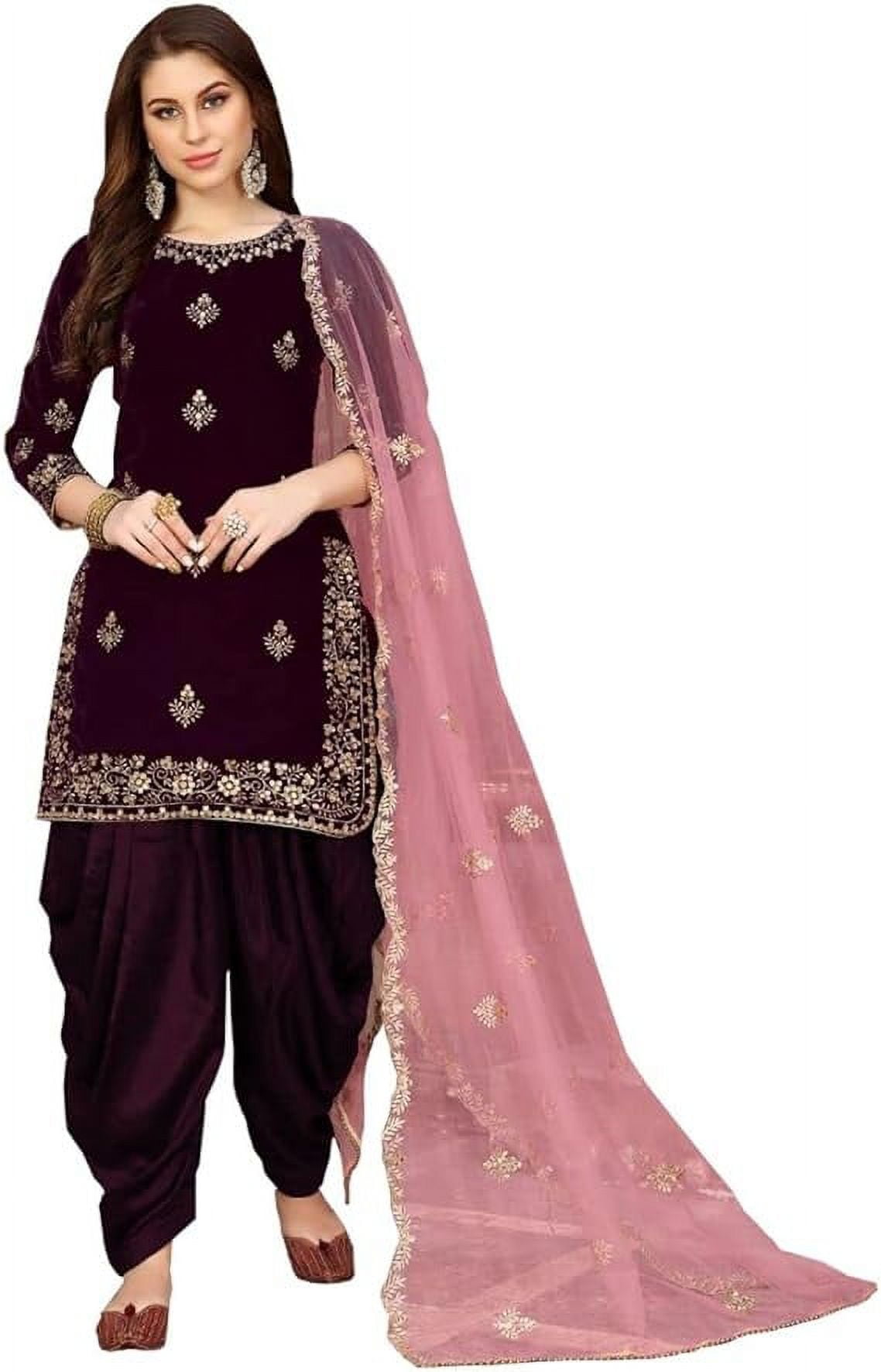 Stitched Indian Designer Punjabi Patiyala Suits Pakistani Salwar Kameez Dress ( Purple, XL - 44 ), Women's