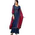 thumbnail image 1 of Stitched Indian Designer Salwar Kameez Dresses Pakistani Trouser Pant Outfits ( Blue, L - 42 ), 1 of 5