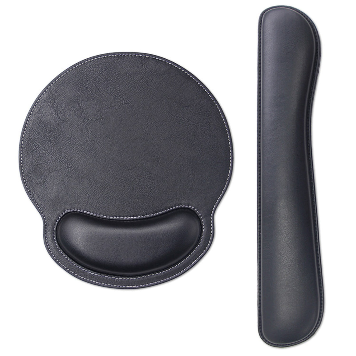 Stitched Leather Wrist Rest Set, Non-Slip Mouse Pad and Keyboard Wrist Support for Laptop and Office