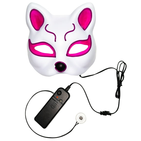 Stitched Light Up Wolf Half Mask for Adults, White Multi color, Halloween Costume Accessory for Adults, by Way to Celebrate
