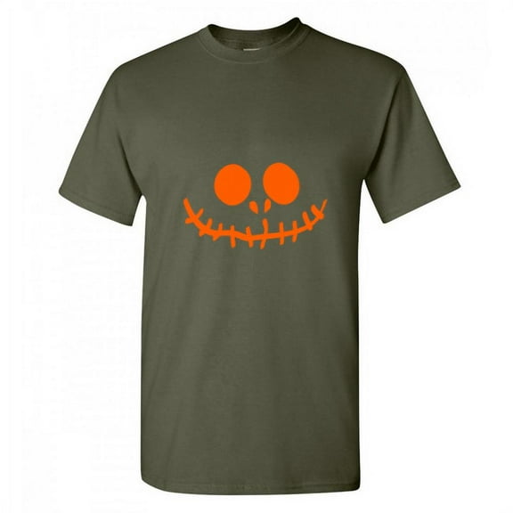 Stitched Pumpkin Emoticon Holloween Graphic Tees Men Humor Novelty Funny Sarcastic T Shirt