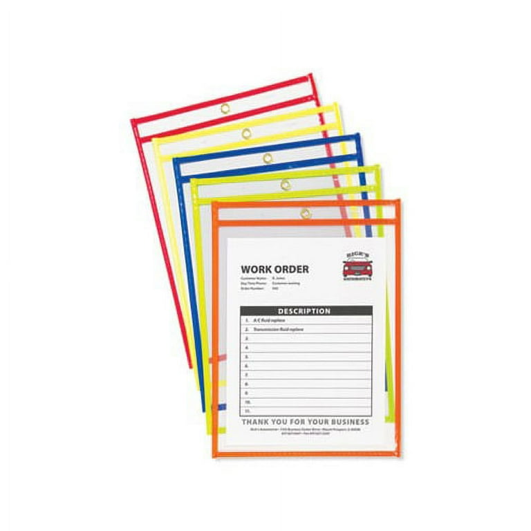 Stitched Shop Ticket Holders, Neon, Assorted 5 Colors, 75 Stitched Shop Ticket Holders, Neon, Assorted 5 Colors, 75