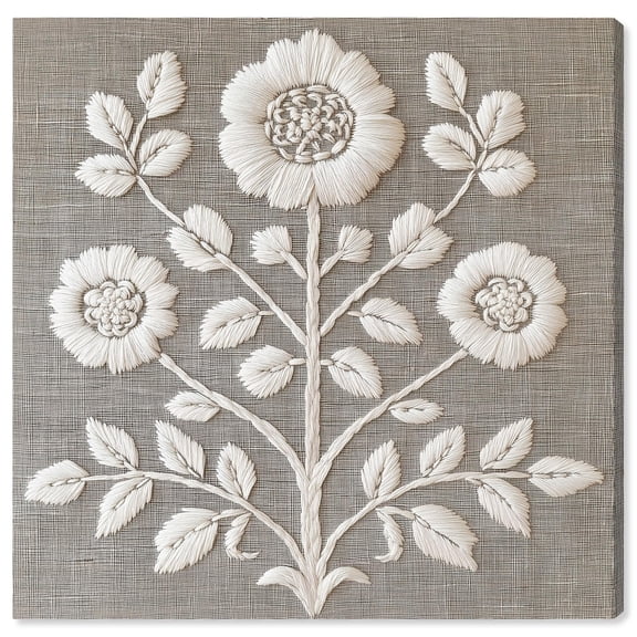 Stitched Symmetry I Canvas Floral Prints by Art Remedy, Gallery Wrapped, 20 x 20
