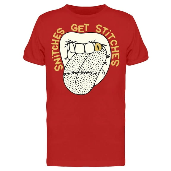 Stitched Tongue In The Mouth T-Shirt Men -Image by Shutterstock, Male Large