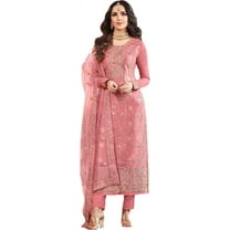 Stitched Women's Wear Indian Pakistani Salwar Kameez Dress Trouser Pant Outfits ( Pink, 3XL - 48 )