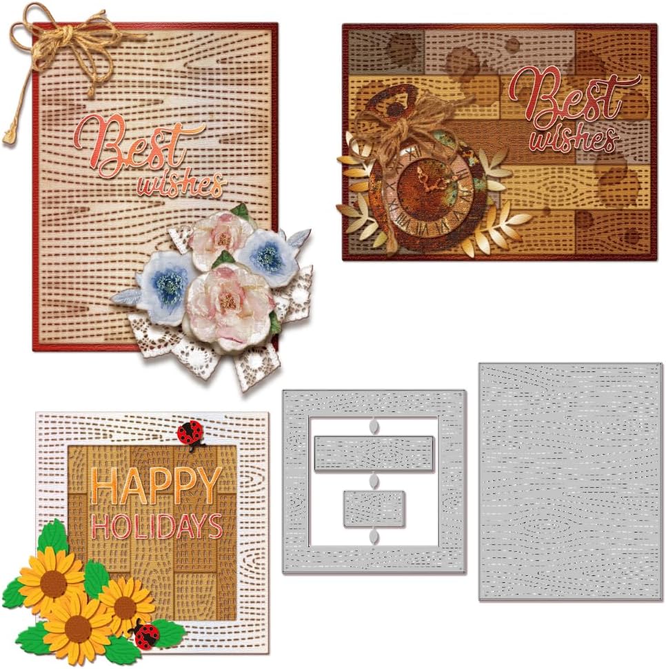 Stitched Wood Grain Background Cutting Dies for Card Making Wooden
