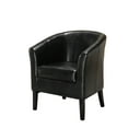 thumbnail image 1 of Stitched Wooden Club Chair with Faux Leather Upholstery, Black, 1 of 5