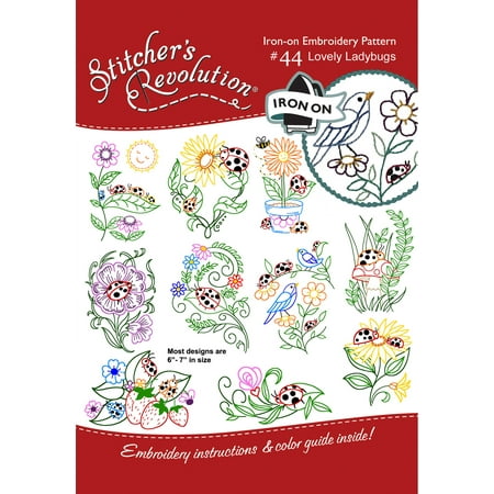Stitcher's Revolution Brand Ladybugs Iron-on Transfer Pattern for Embroidery