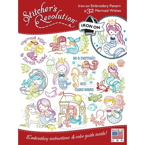 Stitcher's Revolution Iron-On Transfers-Mermaid Wishes
