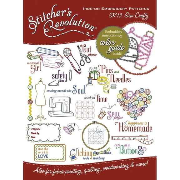 Stitcher's Revolution Sew Crafty Inspirations SR12 - Embroidery Iron-On Transfers