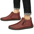 thumbnail image 1 of Stitching Ankle Boots for Men Winter Fall Casual Non Slip Side Zipper Walking Work Short Booties High Top Fashion Sneakers, 1 of 4