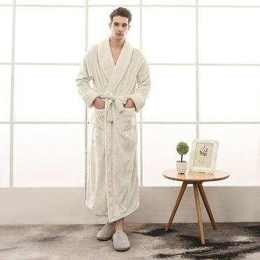 Stitching Technology Plus Large Size Loose Flannel Couple's Nightgown Men and Women's Coral Fleece Bathrobe Bathrobe Autumn and Winter Megngio