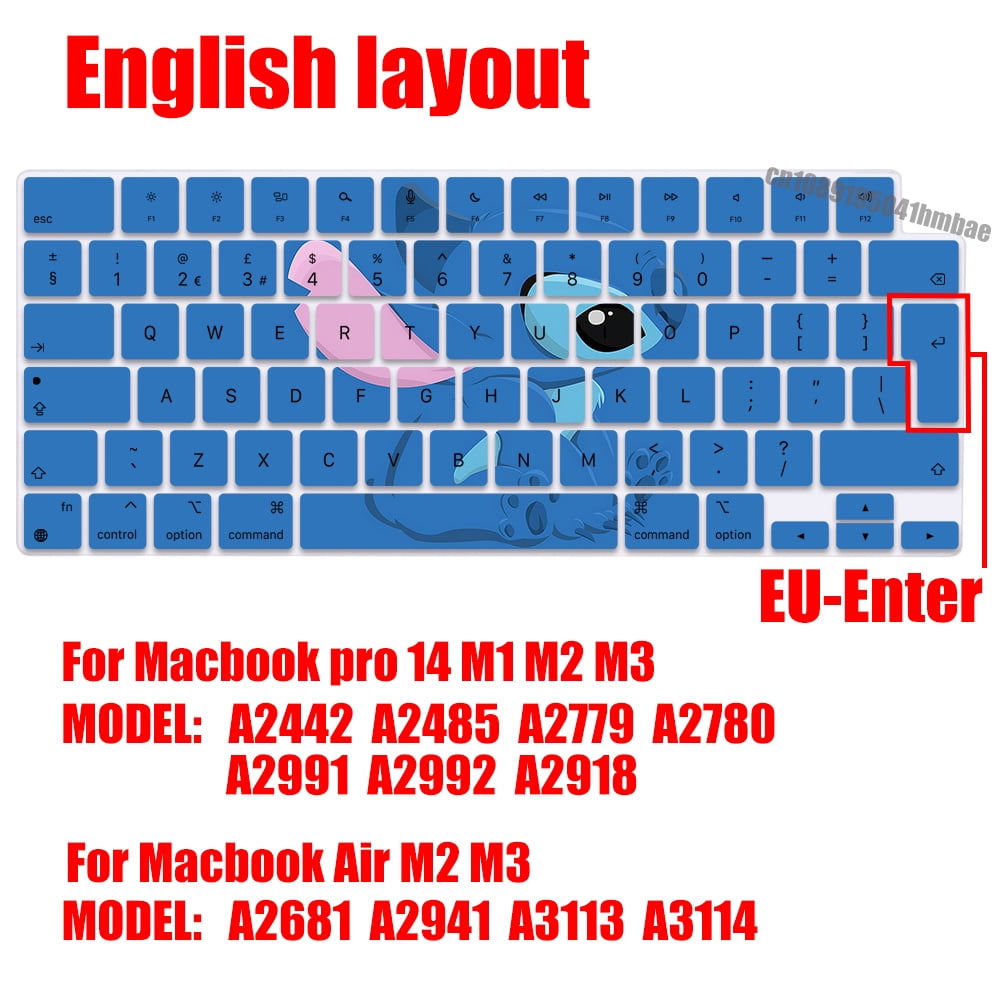 Stitchs EU Layout Soft Silicone Keyboard Cover for Macbook pro 14 M1 M2 ...