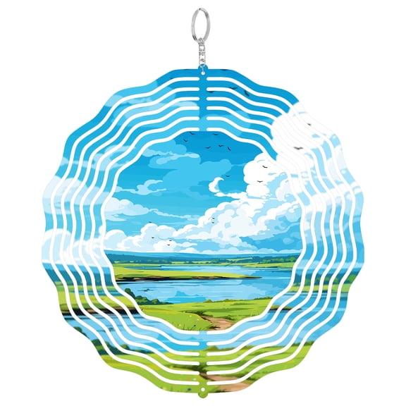 Stithians Lake Cornwall Water 3D Wind Spinner Metal Kinetic Hanging Art UK Reservoir Nature Decor Gift