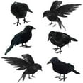 thumbnail image 1 of Stiwee 6Pcs/Set Halloween Black Crows Black Crow Ornament, Plastic Desktop Decoration for Gifts Party Decor Halloween Black Feathered Crows, Realistic Looking Halloween Decoration Birds, 1 of 7