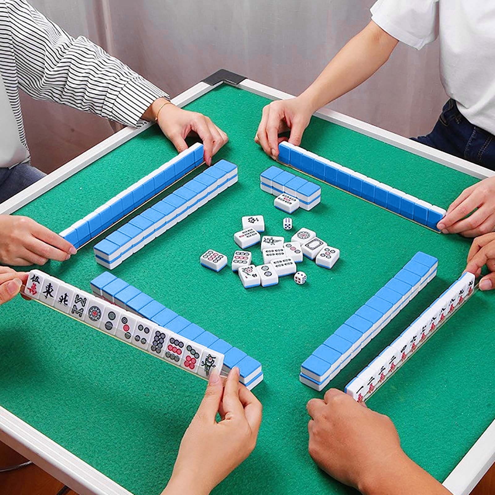 Stiwee Chinese Mahjong Set Mini 24mm 144 Melamine Tile with Carrying Travel Case Mute Table Mat