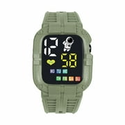 Stiwee Smart Watch for Kids 8-12 Children's Watch Suitable for Students' Outdoor Electronic Watches Screen Watch Display Time Month/Army Green