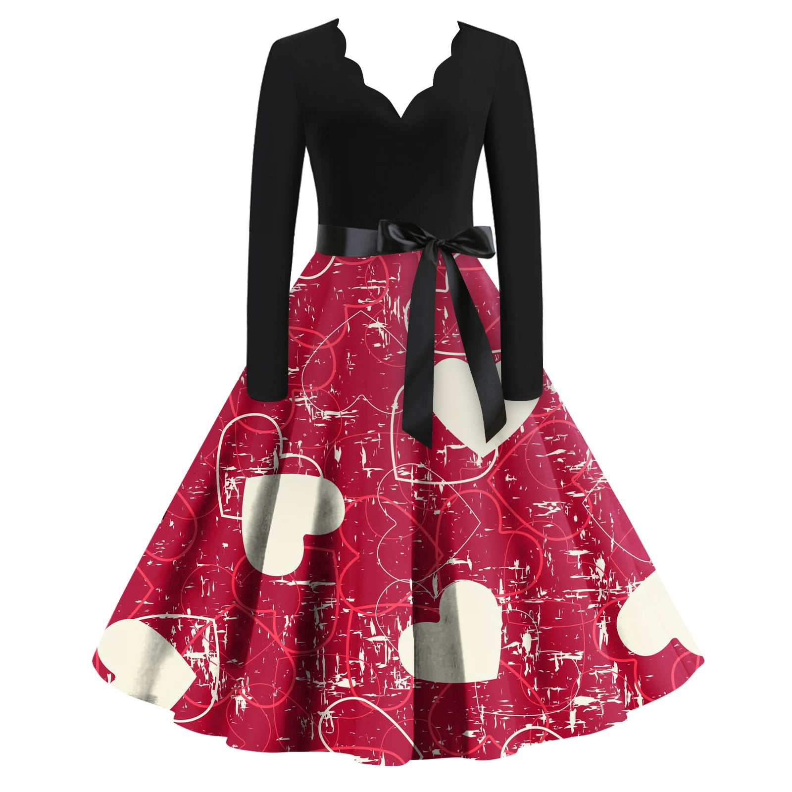 Stiwee Valentine's Day Special Sell Women's Dress Women's Casual Valentine's Day Print Vneck