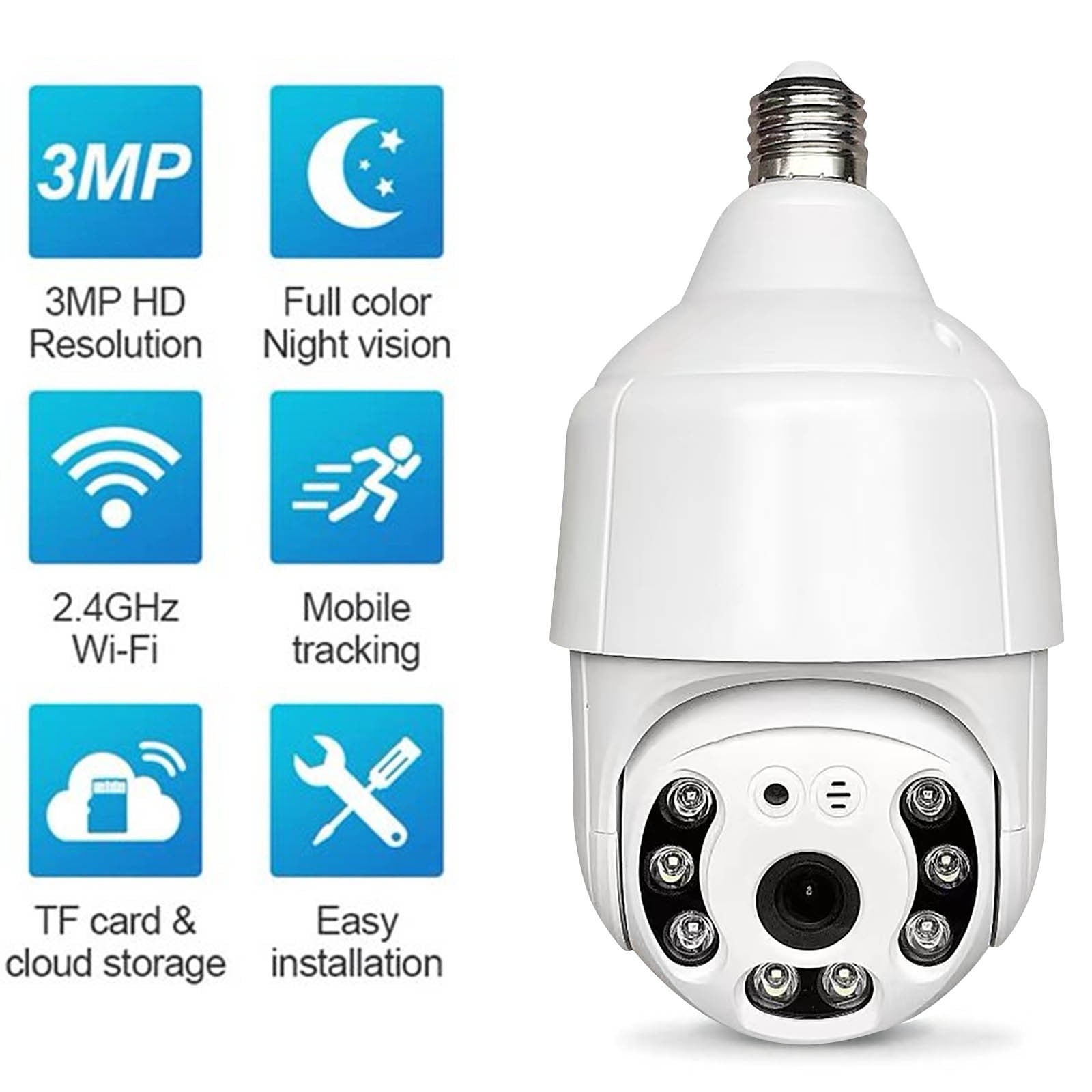 Stiwee Wireless Indoor Security Camera Light Bulb Camera, 2K 3MP ...