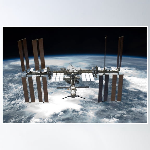 Stk204683S-International Space Station In Orbit Above Earth. Poster Wall Art, Modern Wall Decor, 16x24 UNFRAMED