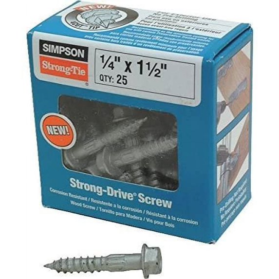 Stkertools Wood Screw - Easy Installation, Double-Barrier Coating - 25 Pack, 1/4x1-1/2