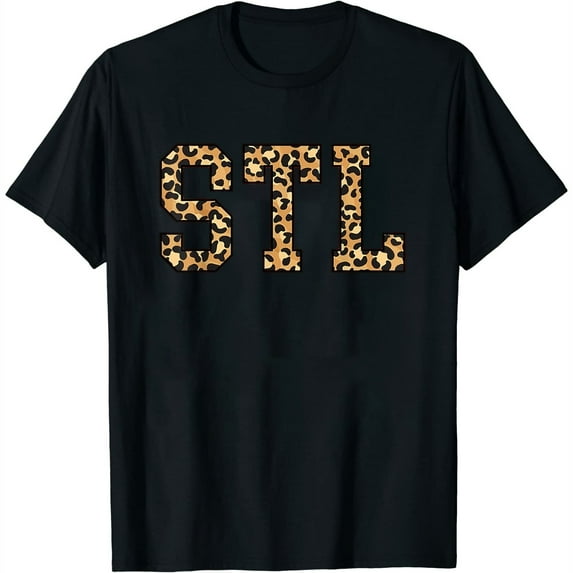 Stl Leopard Pattern Womens St. Louis T-Shirt Black Large