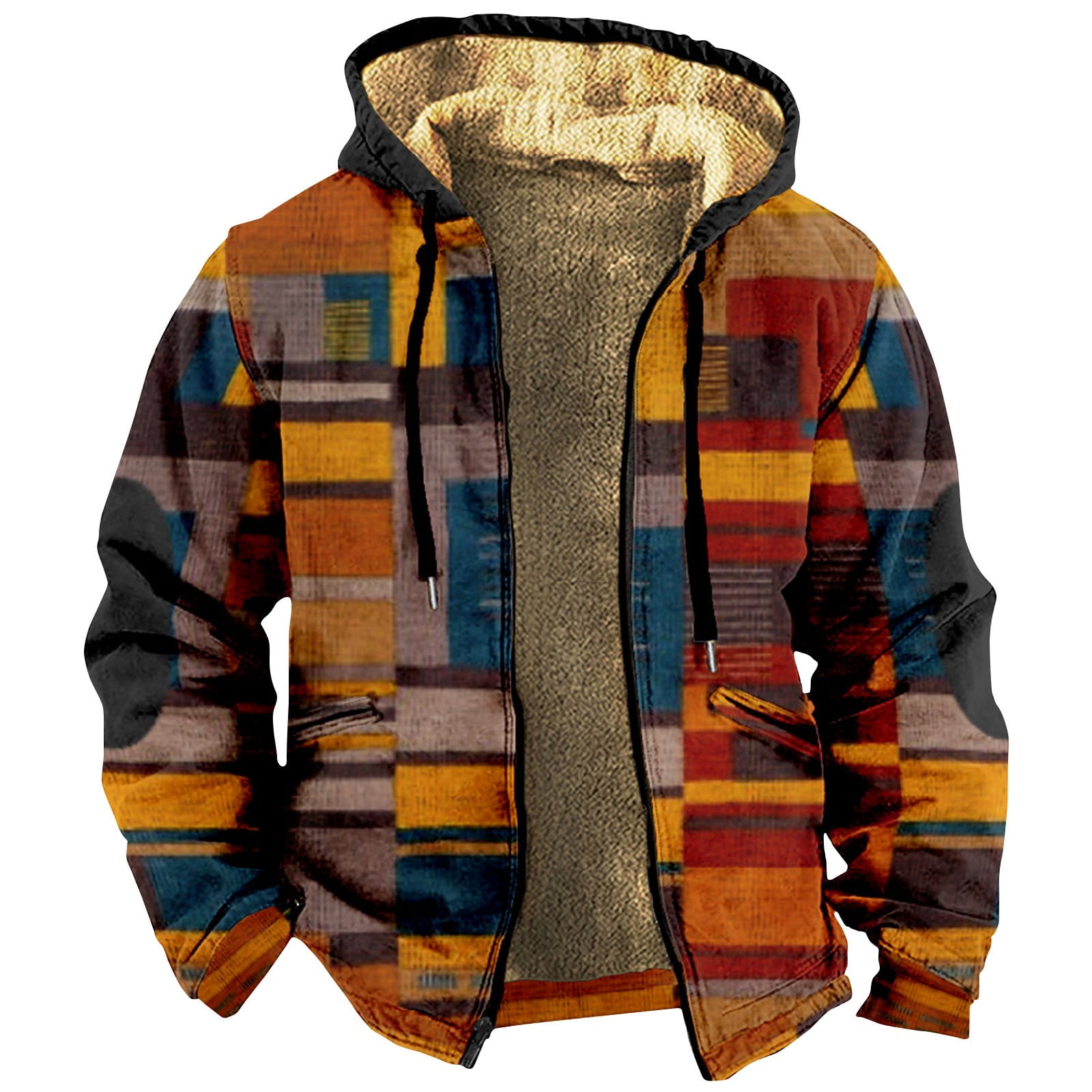 StlshzGo Men's Flannel Coat Hooded Button Shirt Jacket Long Sleeve