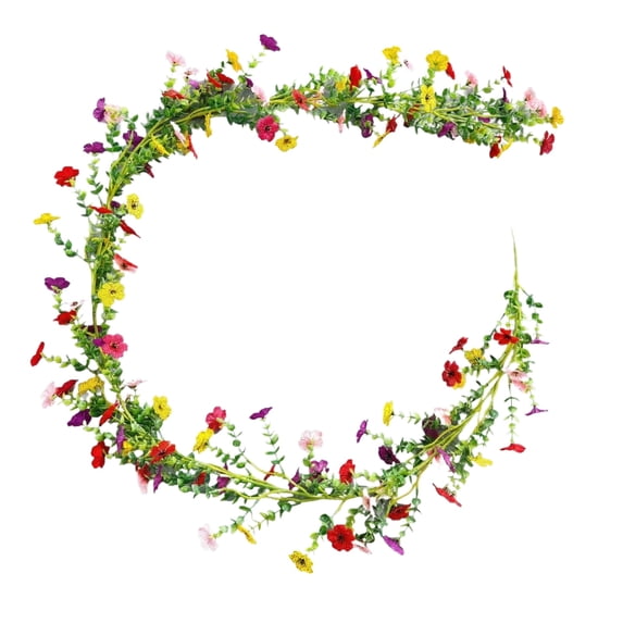 StlyGar 1 Pack Artificial Daisy Flower Garland,3.2FT UV Resistant Fake Floral Vine Silk Hanging Spring Wild Flower Garland for Home Mantle Garden Wedding Booth Backdrop Decor