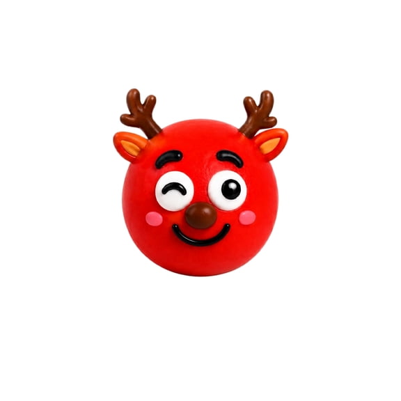 StlyGar 1-Pack Christmas DIY Face-Changing Squeeze Ball, Stress Relief Fidget Toy with DIY Accessories - Red Reindeer