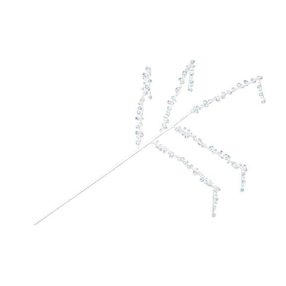 StlyGar 1-Piece Christmas Acrylic Crystal Pick Branch, Sparkling Tree Insert Decoration with Iridescent Beads for Xmas Tree Wreath DIY - Iridescent Clear