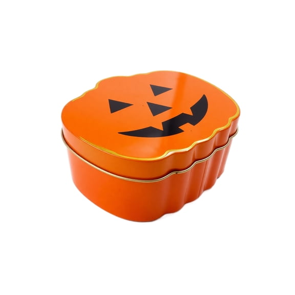 StlyGar 1 pcs Halloween Decorations Pumpkin Tin Candy Boxes with Storage Holder Small Pumpkin Candy Containers for Party Favors and Treat Storage