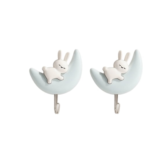 StlyGar 2 Pcs Small Adhesive Hooks Rabbit Wall Hooks Plastic Hooks for Hanging Lightweight Items, Towel, Key, Hat, Decorative Wall Hooks for Home, Kitchen, Bathroom, Bedroom and Office