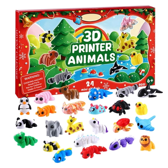 StlyGar 2026 Christmas Advent Calendar 24 Mini 3D Animal Figurines Toys